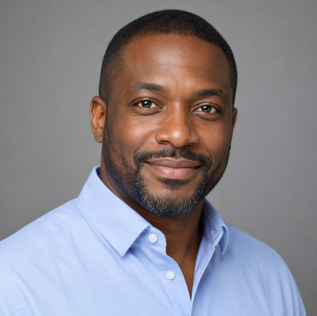 Portrait of a Black British male broadcast instructor